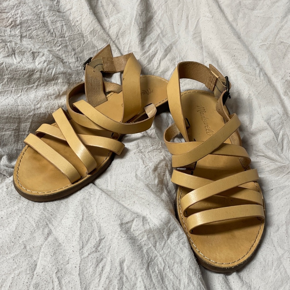 Madewell Tan Strappy Flat Sandals